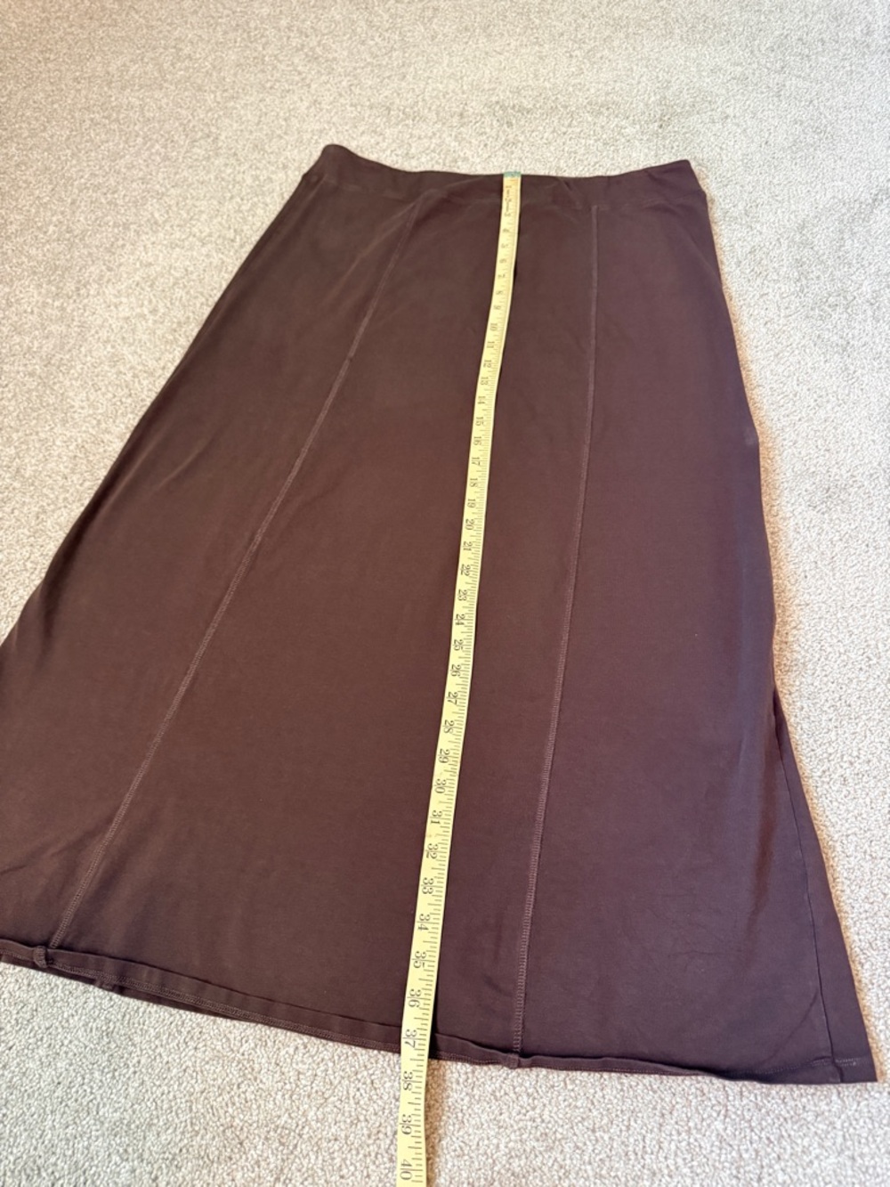 Baby'O Stretch Cotton Knit Panel Maxi A Line Skirt Brown Stretch Modest Size XL - Picture 4 of 8